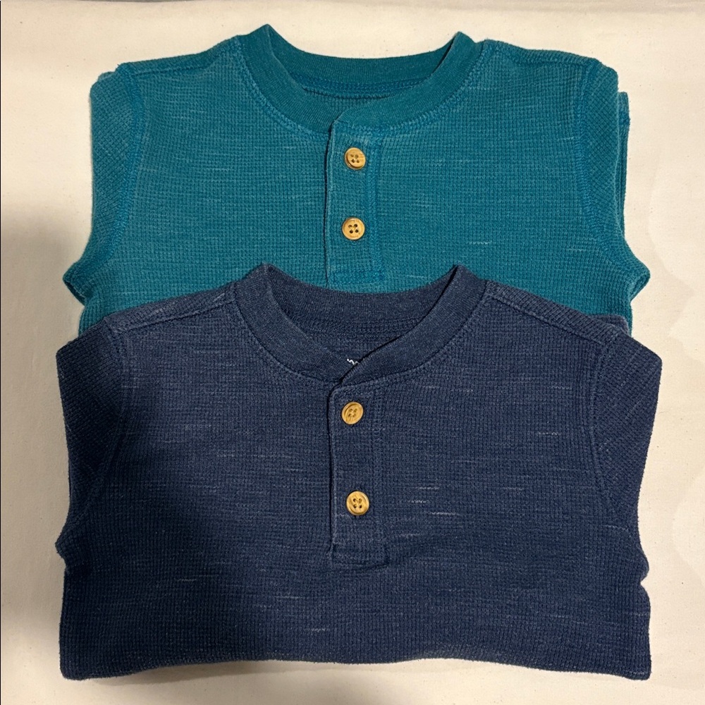 Pair of Jumping Beans Long Sleeve Thermal Henley Tees